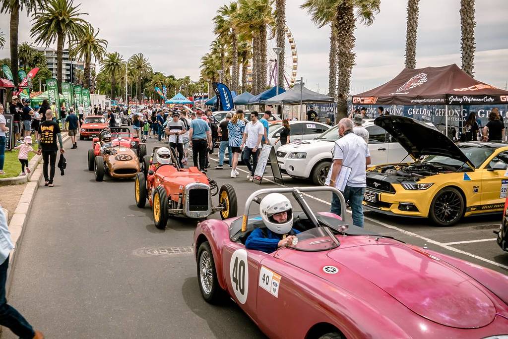 racers in the Pit Lane at the Geelong Revival Motoring Festival