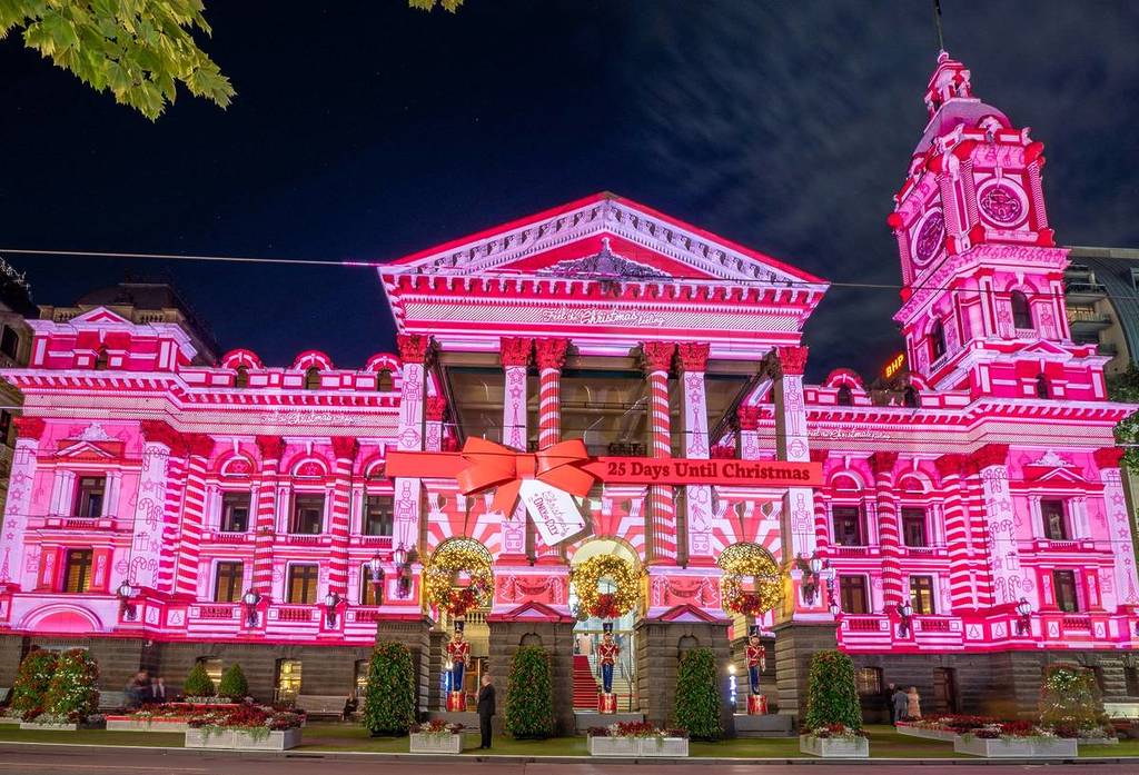 Christmas projections at Melbourne Town Hall