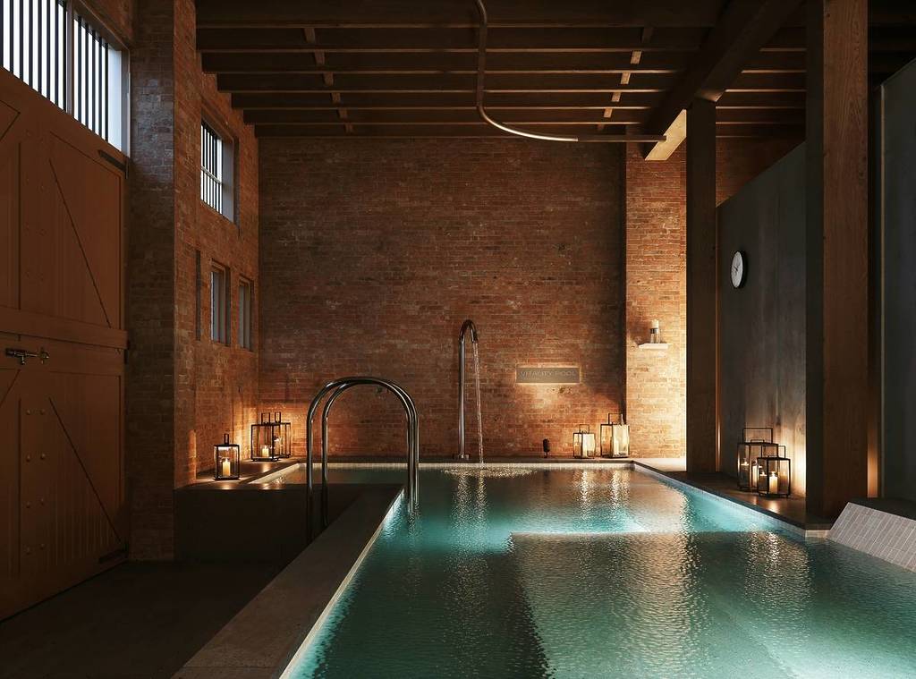 pool in a low-lit room at else BATHHOUSE