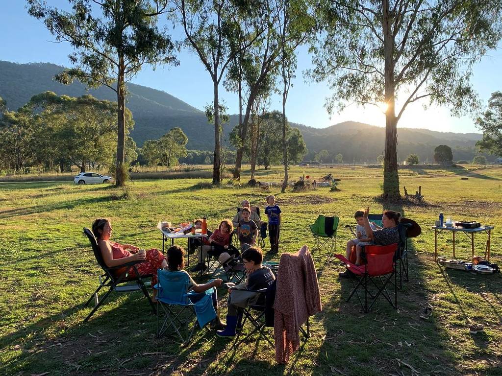 a family camping in the High Country