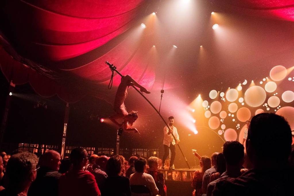 acrobat performing at Blanc de Blanc