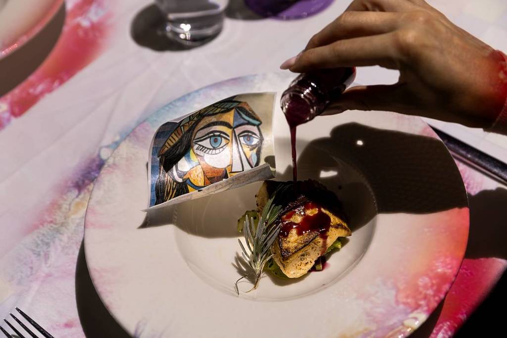 fish with edible paper that looks like a Picasso