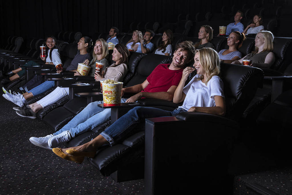 people on recliner chairs with popcorn at the HOYTS cinema in Chadstone