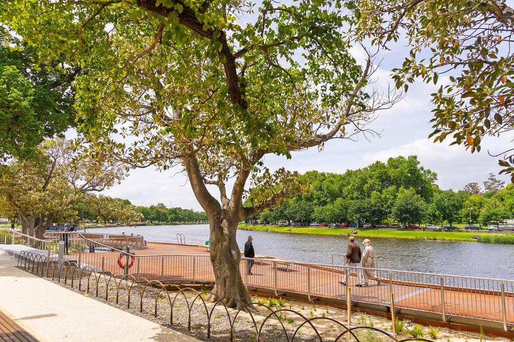 people walking along the river at Birrarung Marr