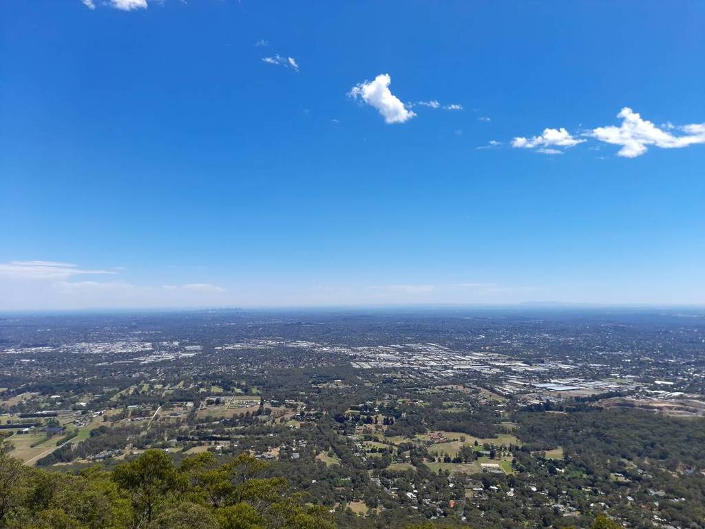 views of Melbourne suburbs from Burkes Lookout on a clear day