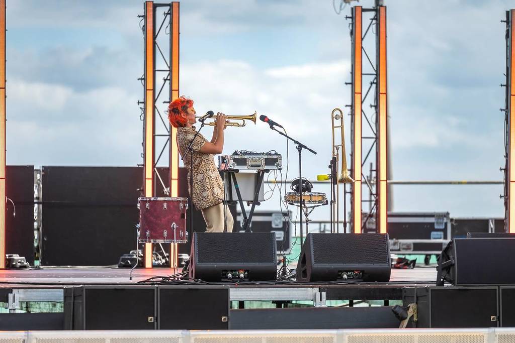 Charlie Needs Braces performing on stage at St Kilda Festival