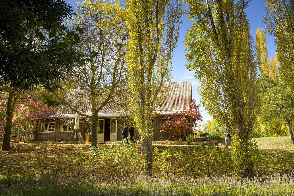 outside of farmhouse at Lavandula Swiss Italian Farm on a sunny autumn day