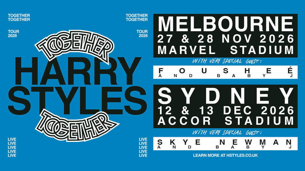 tour artwork depicting Australia dates for Harry Styles