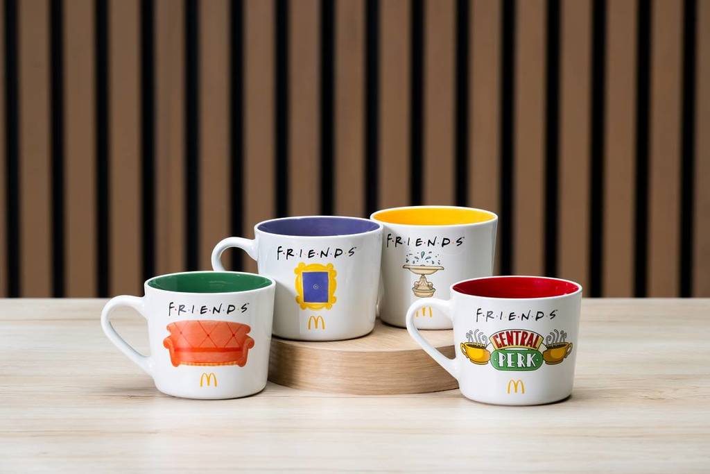 four FRIENDS-themed mugs