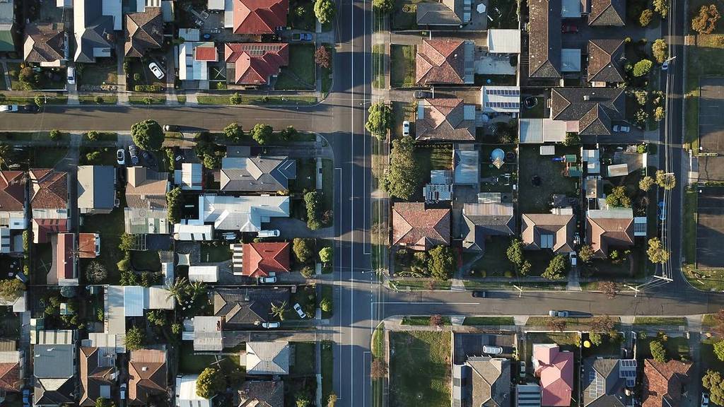 houses in Melbourne seen from above