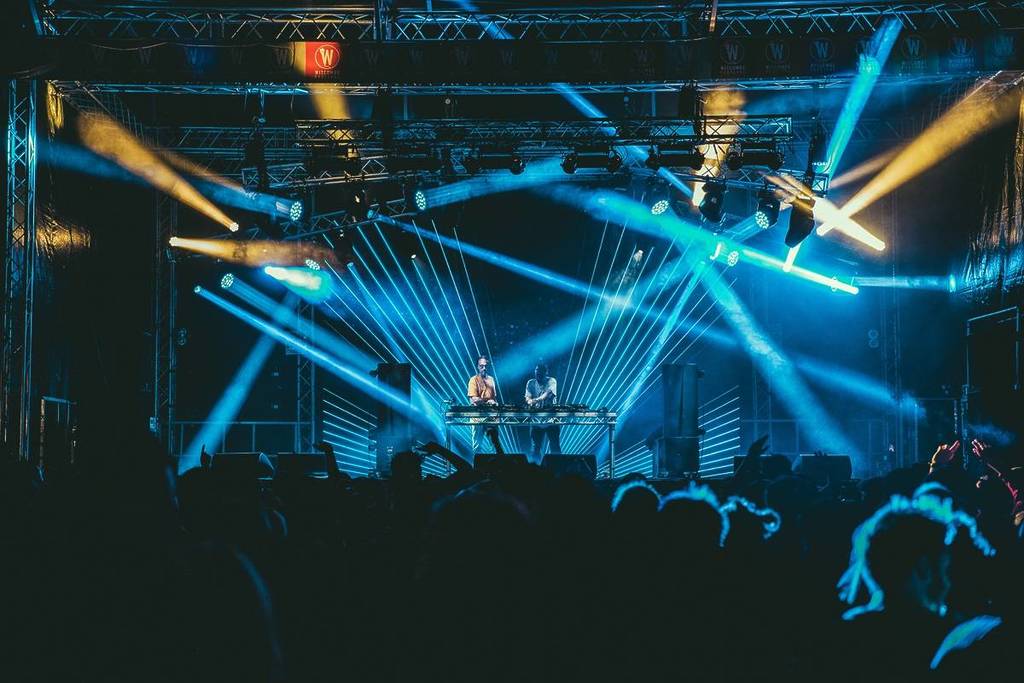 Basement Jaxx doing an electronic music set on stage