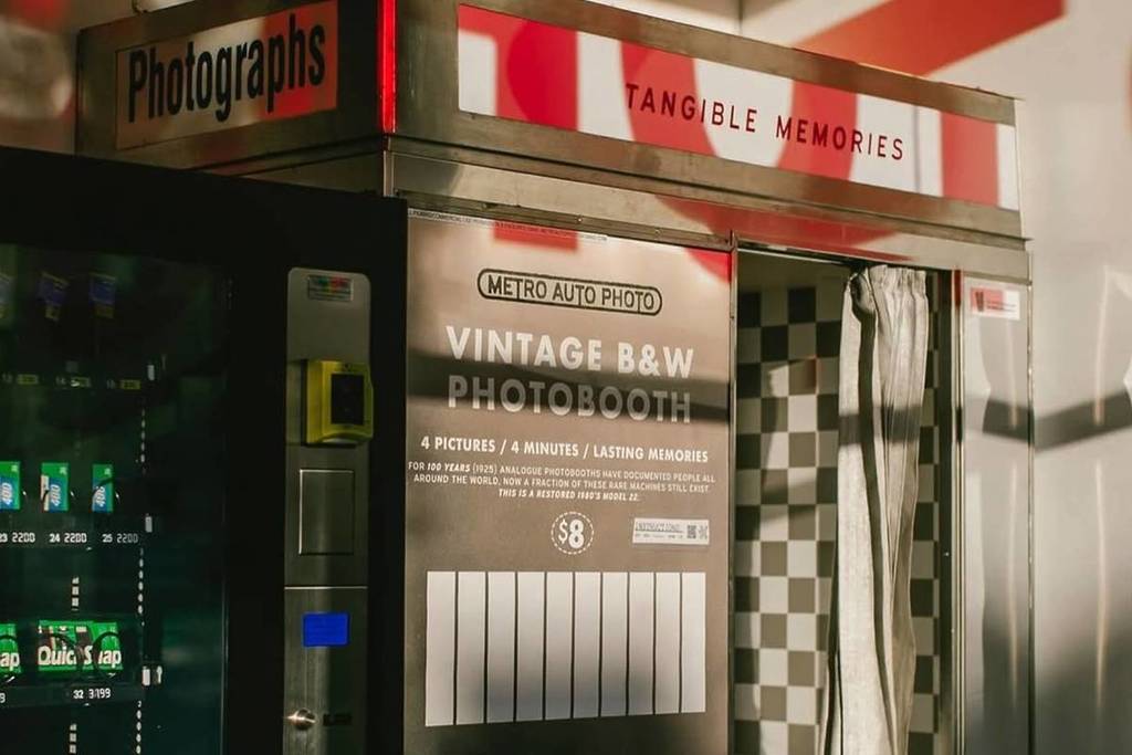 analogue photobooth in Collingwood, with a bit of a film vending machine seen on the side