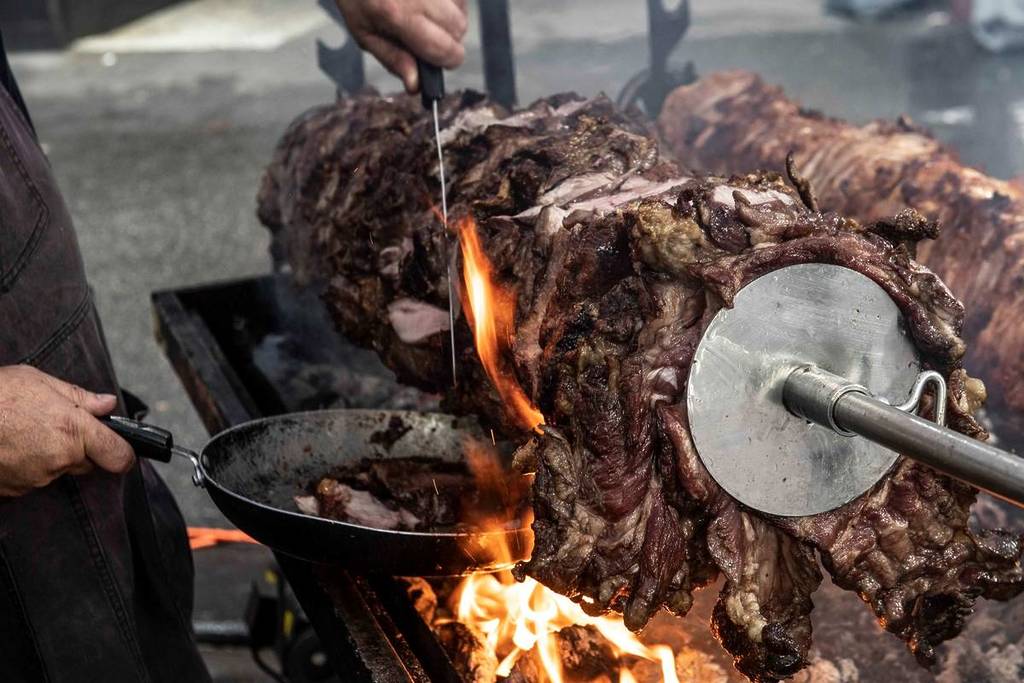 meat cooked over a fire