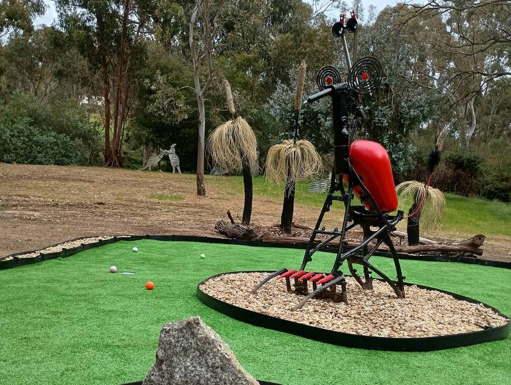 mini golf course at Woop Woop Sculpture Gardens