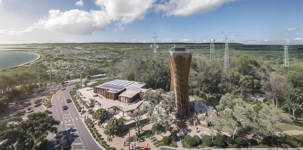 render of Arthurs Seat Eagle from above, showcasing observation tower
