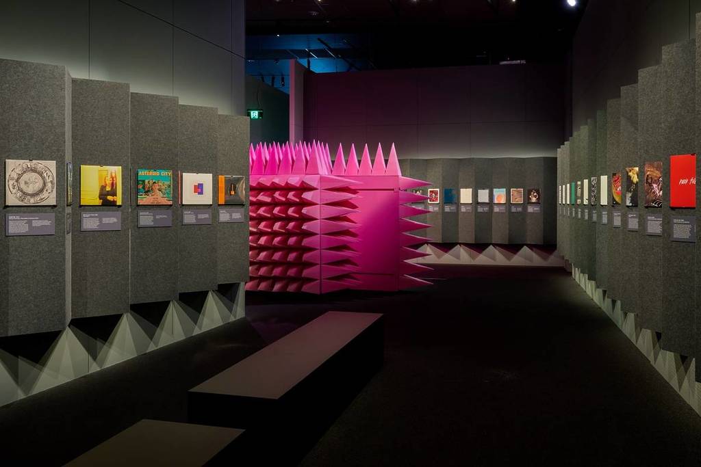vinyl pressings on display at ACMI