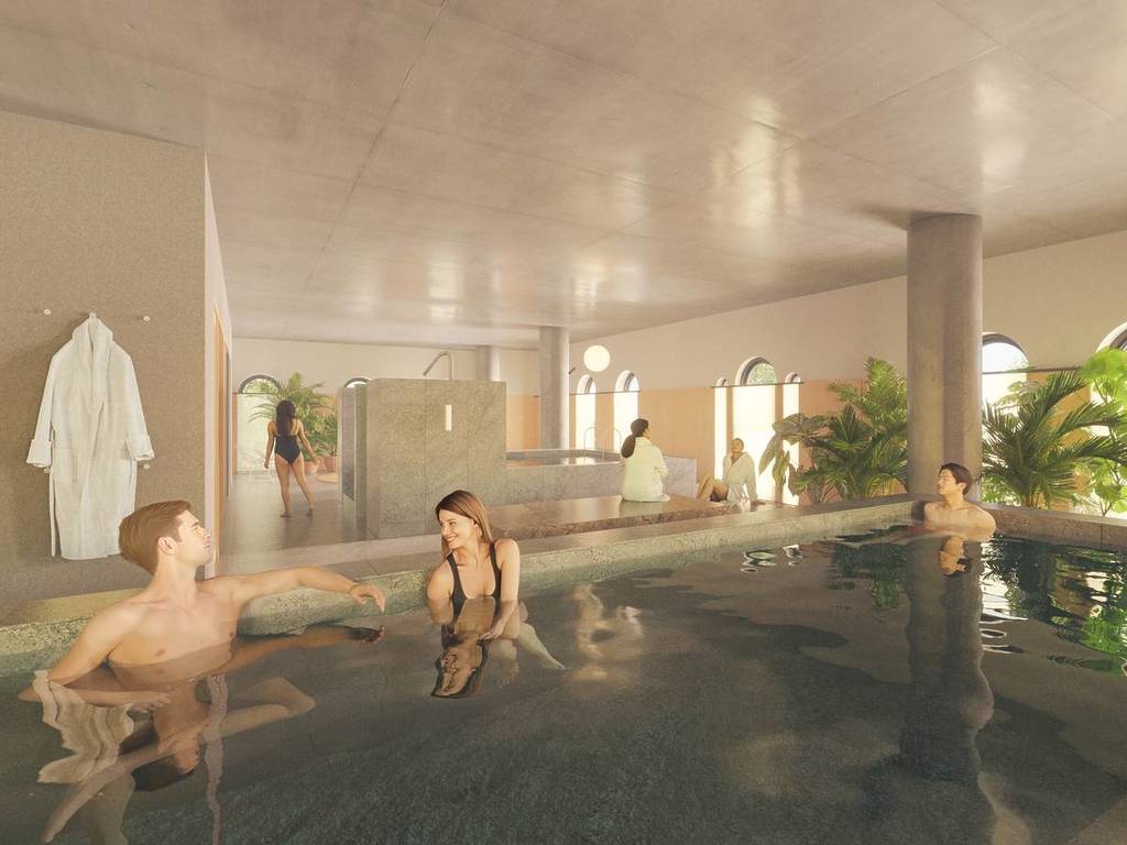 render of people using the Bathhouse at The Commons Health Club in South Yarra