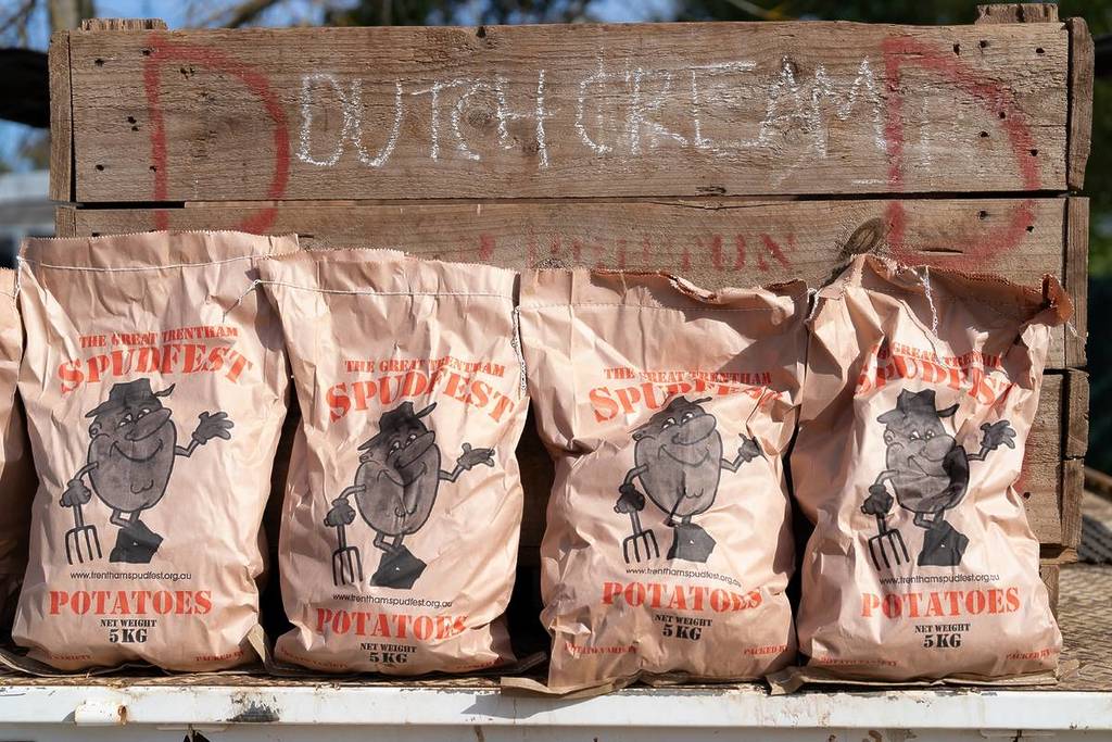 sacks of potatoes at the great Trentham Spudfest
