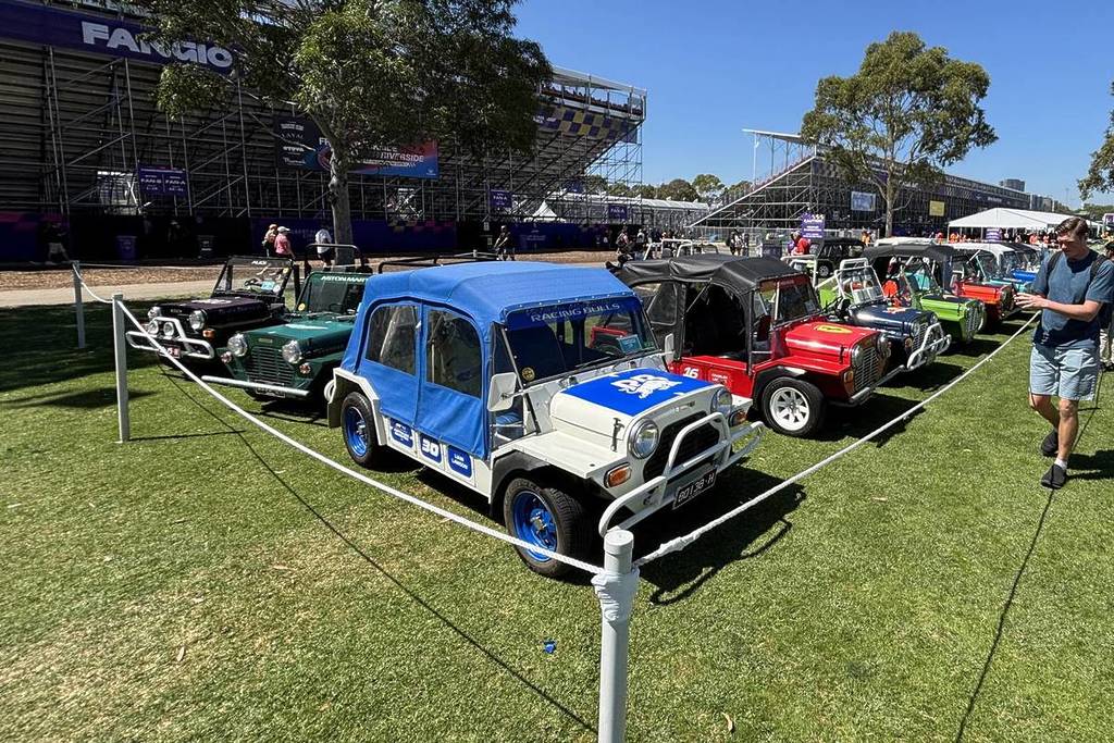 mini mokes on display