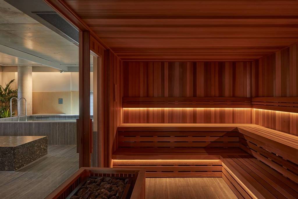 traditional sauna at The Commons Health Club