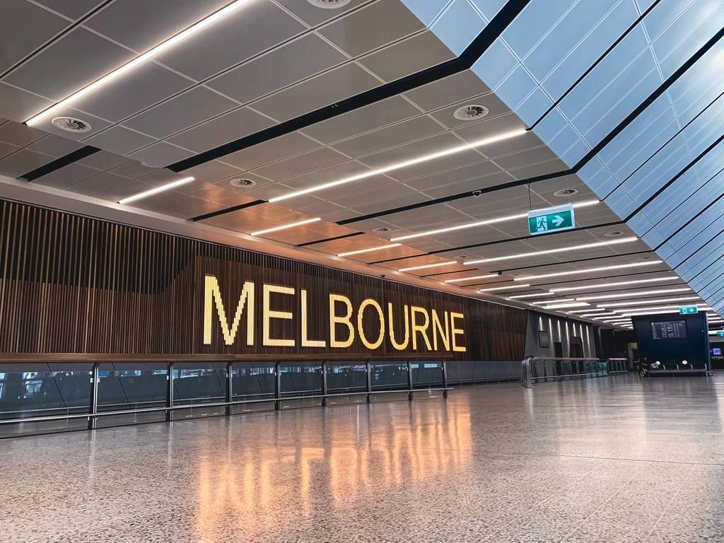 the international arrivals hall at Melbourne Airport
