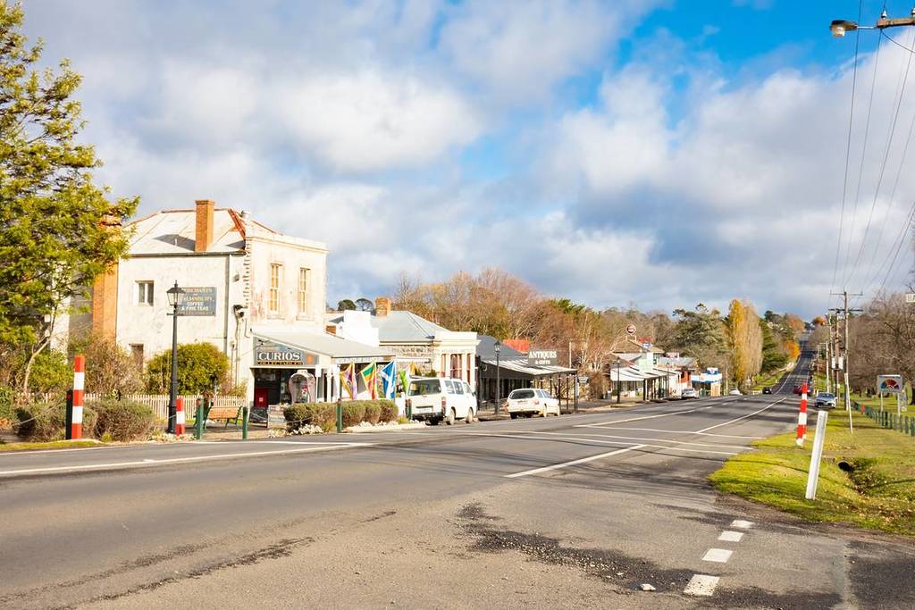 the main road through Malmsbury, with some antique shops and old buildings