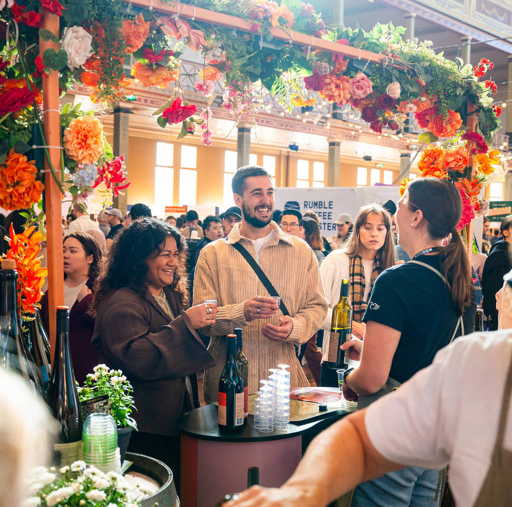couple at a wine stall at Big Design Market