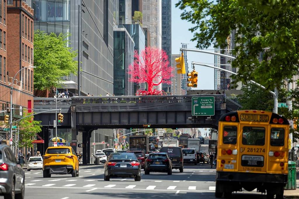Pamela Rosenkranz' neon Old Tree sign in New York