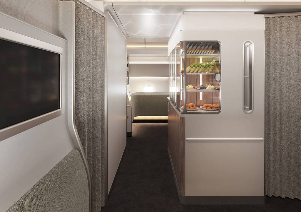 render of wellness zone on Qantas Project Sunrise aircraft