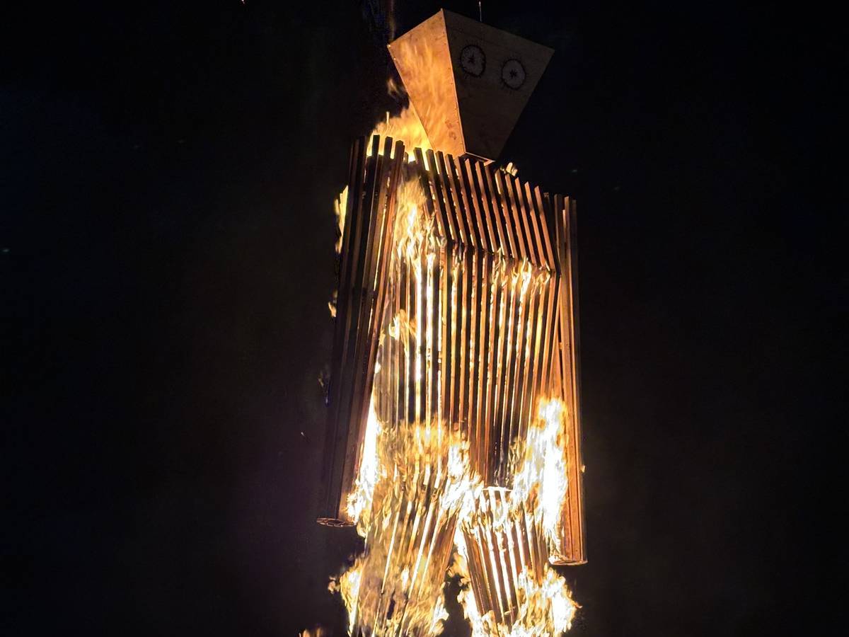 burning effigy at Sorrento Solstice Festival