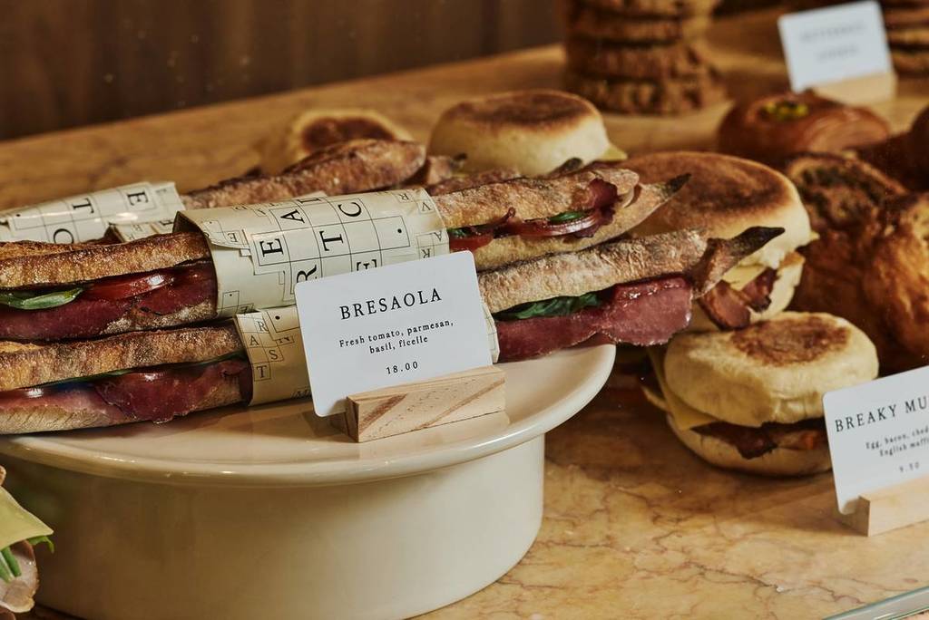 some fancy sandwiches available for purchase at Breadcetera