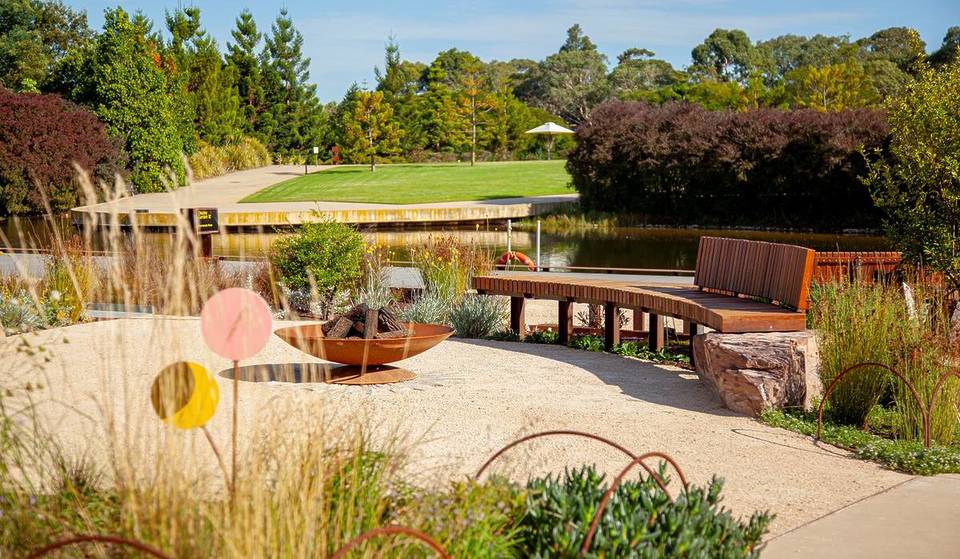 This stunning botanic garden 1 hour from Melbourne just opened a new immersive native precinct — complete with a 30-seater fire pit