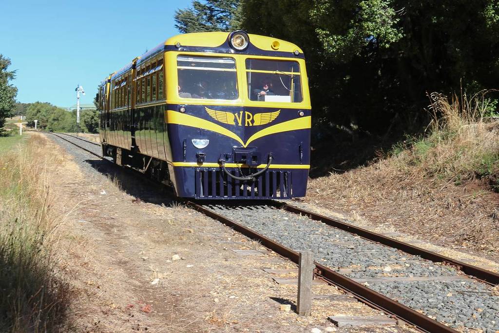 old locomotive from Daylesford Railway on the tracks near Musk
