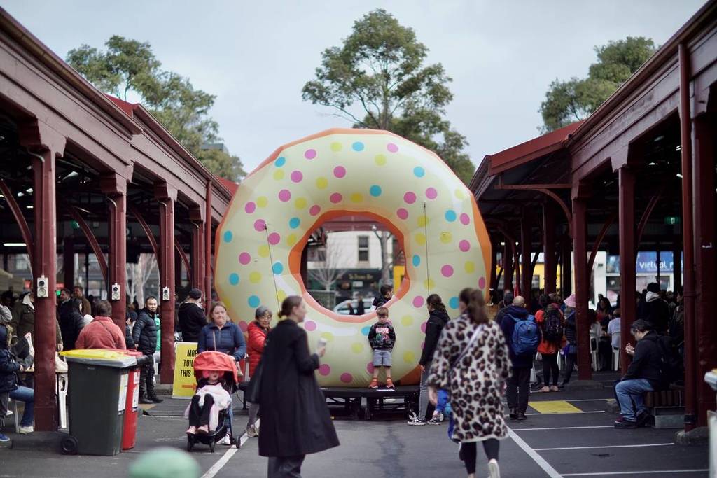 inflatable donut at Queen Victoria Market for Melbourne Donut Festival