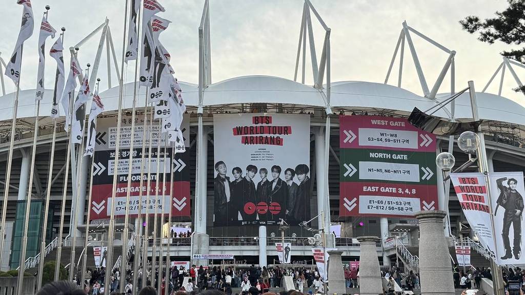 outside the stadium in Goyang for the BTS ARIRANG world tour