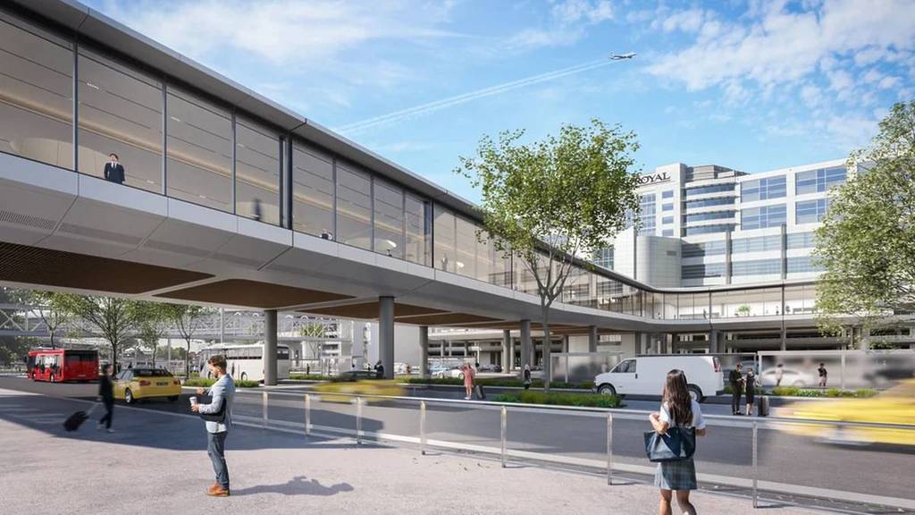 new pedestrain bridge linking to terminals at melbourne airport
