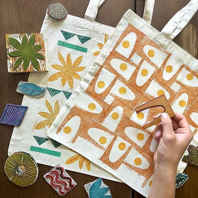 tote block printing class in melbourne