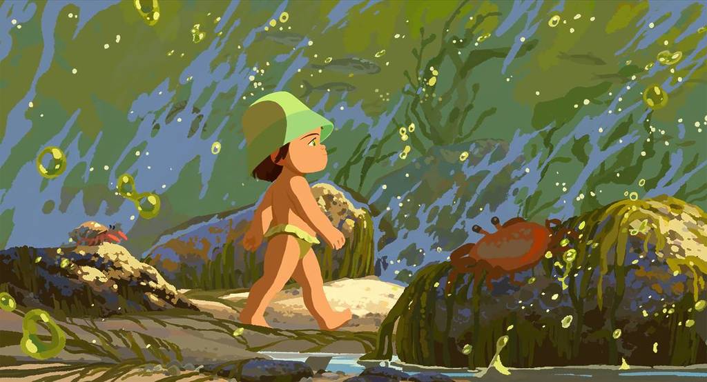 still of child character walking in Little Amélie or the Character of Rain