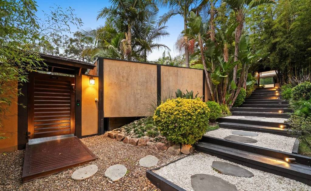 steps leading to intimate accommodation at Japanese Mountain Retreat in Montrose