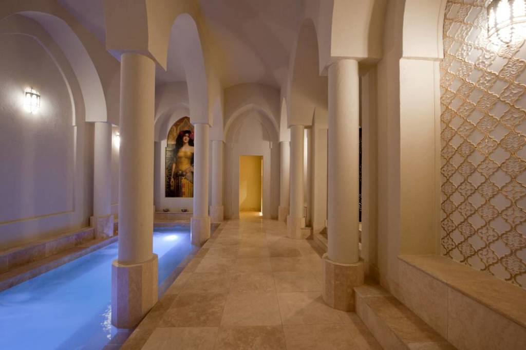 roman bathhouse with art in victoria