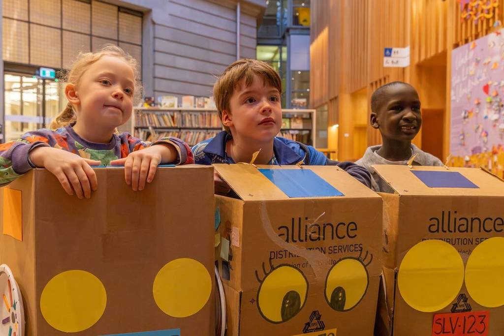 children at the state library drive-in