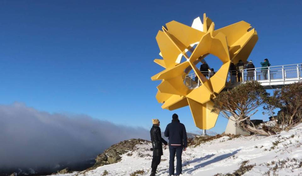 A 10-metre-tall alpine sculpture that doubles as a high-altitude lookout has launched at Falls Creek, after over five years in the making