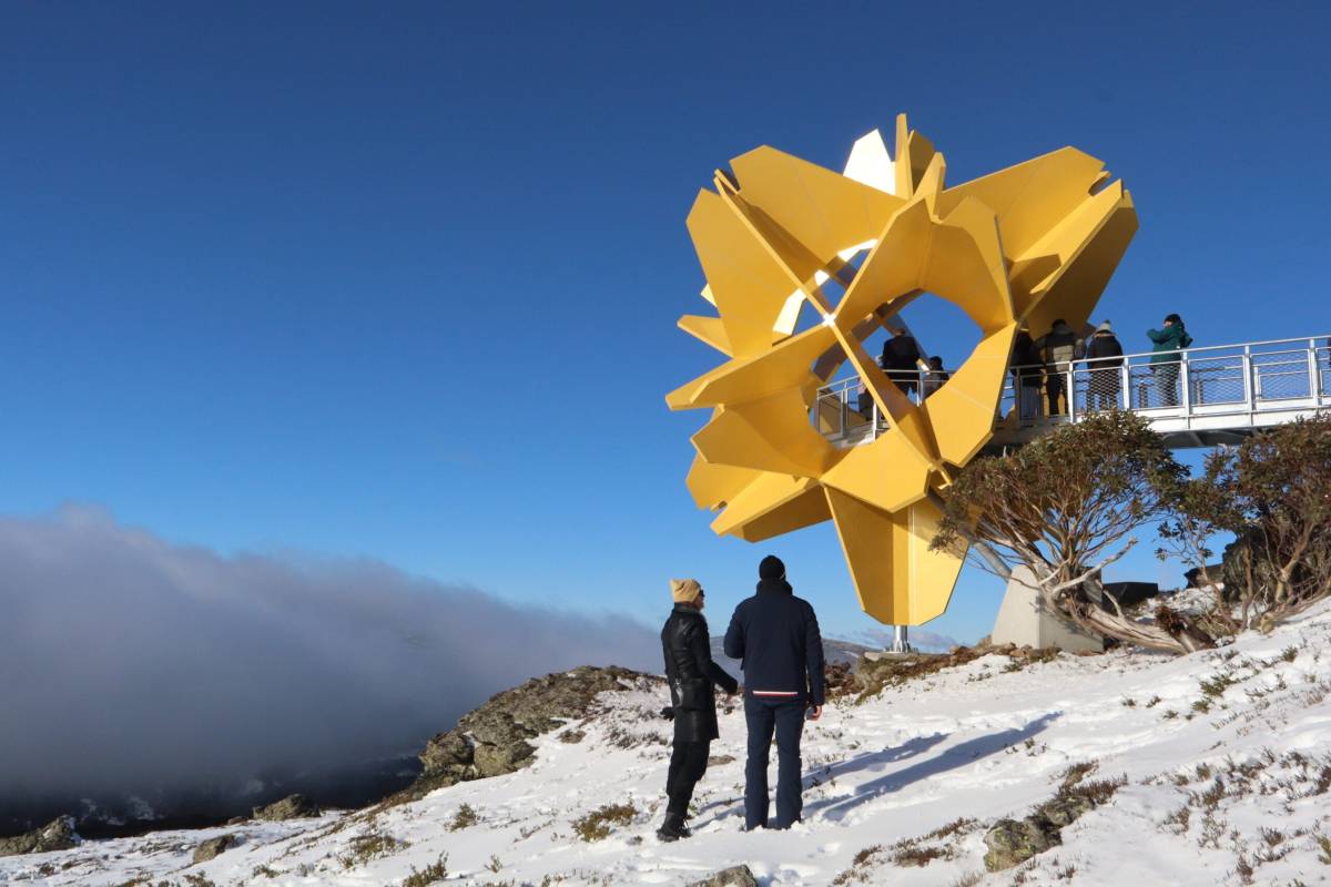 A 10-metre-tall alpine sculpture that doubles as a high-altitude lookout has launched at Falls Creek, after over five years in the making