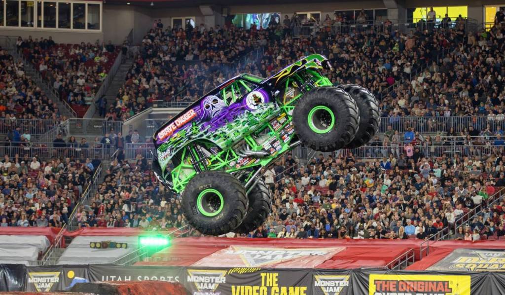 monster truck in the air at Monster Jam
