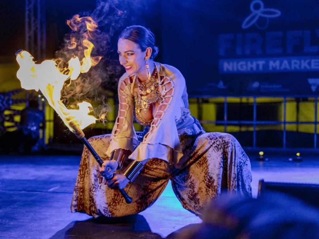 fire performer at Firefly Night Market