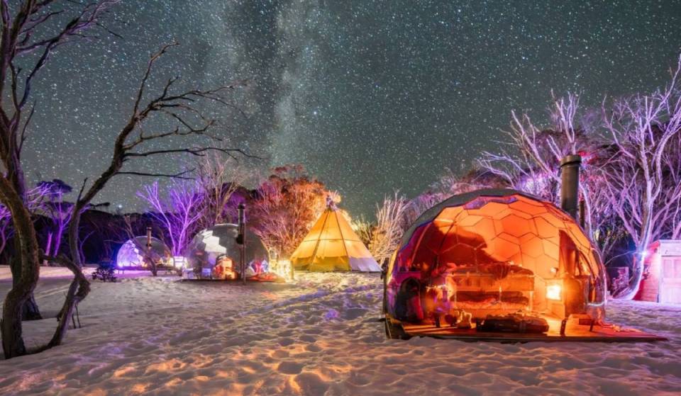 Hidden in a snowy forest, this eco-village is your next alpine getaway, with luxurious domes for sleeping under the stars and French fondue in a heated tipi
