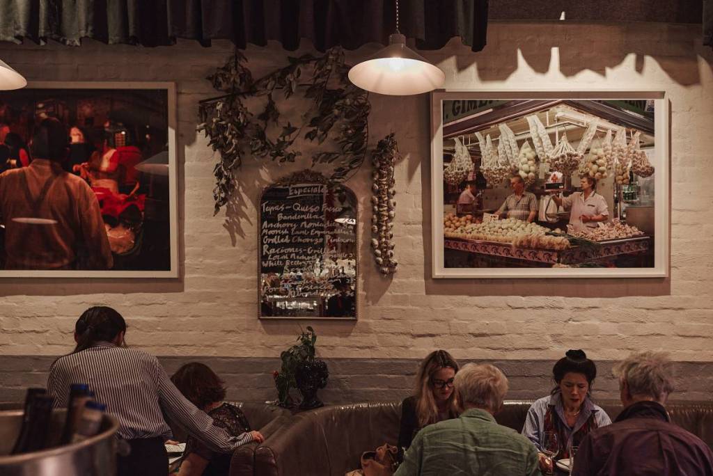 inside the dining room at Bar Lourinha 