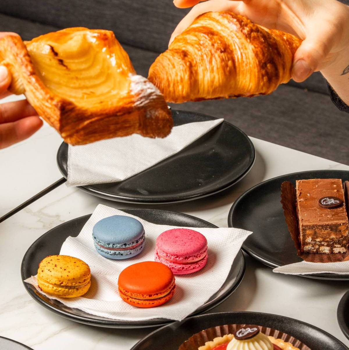 baked goods like croissants and macarons from Almost French Patisserie