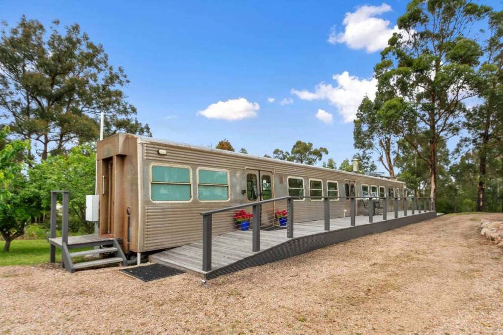 outside the train carriage house