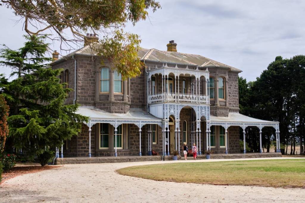 Barwon Park Mansion on a hot but cloudy day